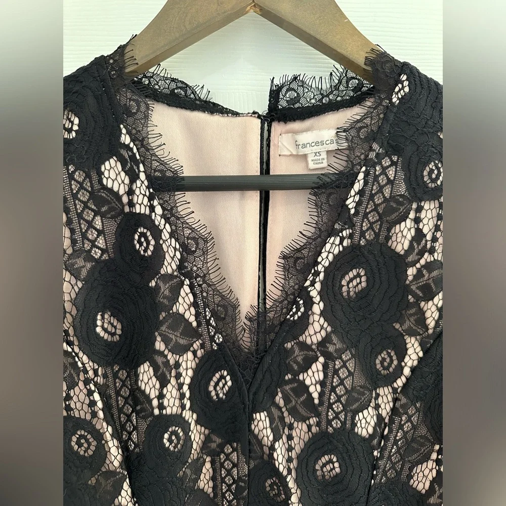 Francesca’s Black Lace Long Sleeve Romper - Size XS - Picture 3 of 5
